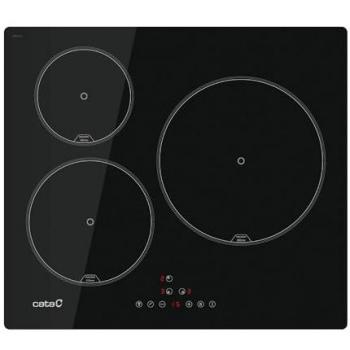 Placa de Inducción CATA IB 6303 E2 BK - 59cm, 3 Áreas de Cocción, Control Táctil, 9 Niveles de Potencia, Bloqueo de Seguridad y Temporizador