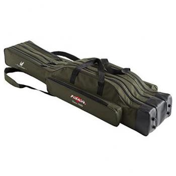 Funda para cañas de pescar Mikado UWD-12003G-W, 150 cm, color verde, con capacidad para cañas de 1,2 a 1,6 m y 3 compartimentos