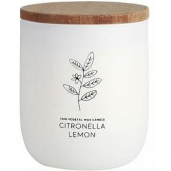 Cerabella Vela de Citronela y Limón en Vaso Blanco, 7x9 cm, 1 Unidad