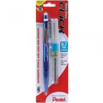 Pentel Twist-Erase Haga clic en lápiz automático con 2 recargas de borrador y plomo, 0.7 mm, colores surtidos
