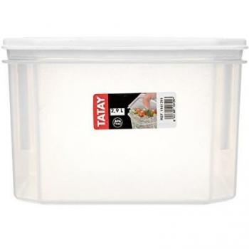 Tatay Fiambrera de Alimentos, Hermética, 2.9L de Capacidad, Tapa Flexible a Presión, Libre de BPA, Apto Microondas y Lavavajillas, Color Blanco. Medidas: 18.5 x 18.5 x 12.2 cm