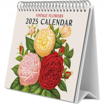 Calendario de escritorio 2025 flores vintage
