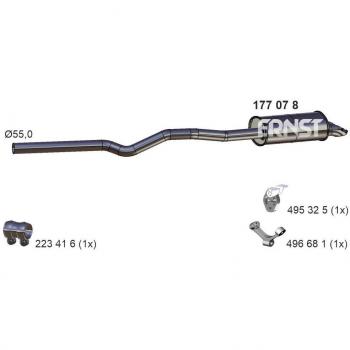 Silenciador trasero ERNST 177078 para Volkswagen Transporter 5, compatible con códigos 7J0253609, 7J0253609F y 7J0253609L