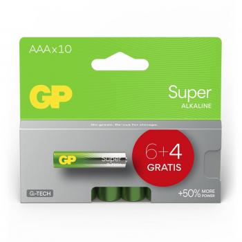 Baterías Alcalinas GP Super Micro AAA 1.5V - Paquete de 10 Piezas