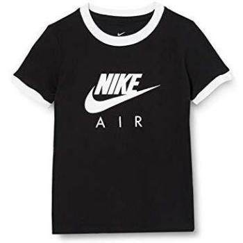 Nike G NSW tee Air Logo Ringer Camiseta de Manga Corta, Niñas, Black/White, XS
