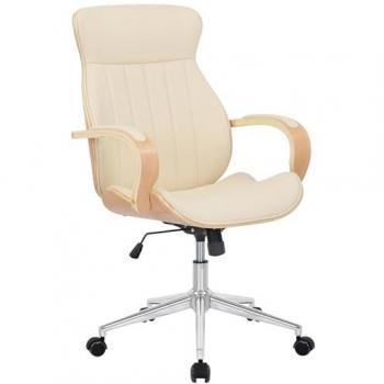 Silla de oficina giratoria regulable en simil cuero natural/crema CLP Melilla