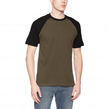 Urban Classics Men's Raglan Contrast T-Shirt - Olive/Black (Sizes M to 5XL)