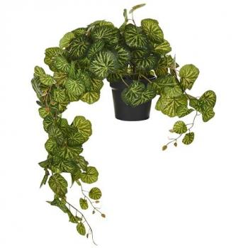 Planta Artificial Colgante Kunga 37 cm en Maceta Moderna de Plástico Verde y Negro para Interior