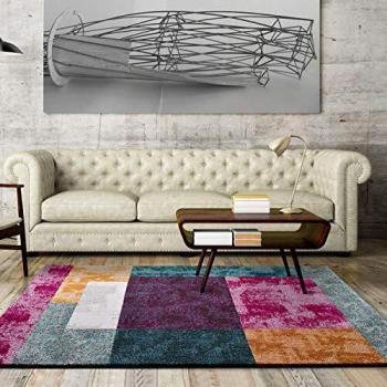 Universal Alfombra Moderna Pandora Cuadros Multicolor, 100% Polipropileno, 160x230 cm