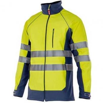 Velilla 306001; Cazadora Soft Shell Bicolor; Color Azul Marino y Amarillo Flúor; Talla XL