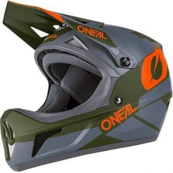 O'NEAL | Casco de Mountainbike Fullface | MTB DH FR | Carcasa ABS, Cierre magnético, excede el estándar de Seguridad EN1078 | Casco SONUS DEFT | Adultos | Grey Olive Orange | Talla XS