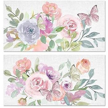 Cuadro Decorativo de Flores Shabby Chic (120 x 3 x 60 cm) - Pack de 2 Unidades