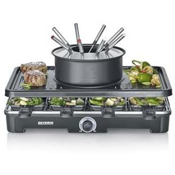 Raclette Grill Fondue 8 Personas 1400W Revestimiento Cerámico Negro Severin RG2347
