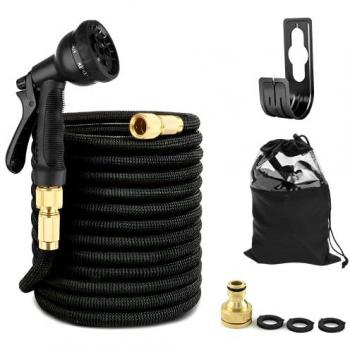 Manguera de Agua Extensible 30m con Pistola Rociadora de 8 Modos, Flexible y Resistente para Lavado de Coche, Patio y Mascotas - Incluye Bolsa de Almacenaje
