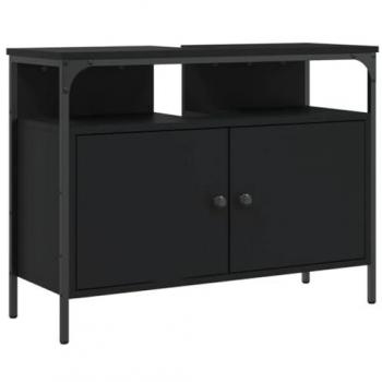 Armario para lavabo de baño, madera de ingeniería, color negro, dimensiones 80x30x60 cm