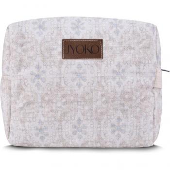 Neceser Mahal Jyoko - Elegante Neceser de Algodón con Asa Lateral y estampados en beige