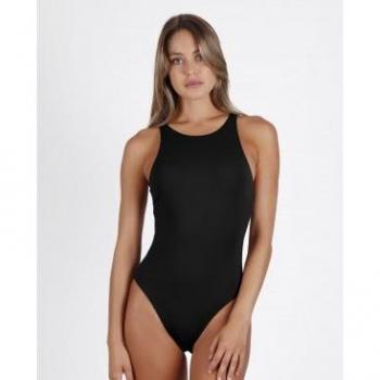 Admas Women's 1-Piece Black Halter Summer Frill Swimsuit (Size 46)