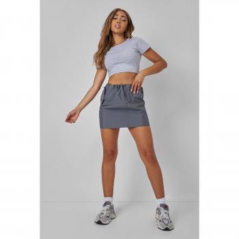 Drawstring Waist Cargo Mini Skirt in Charcoal Grey (UK 14)