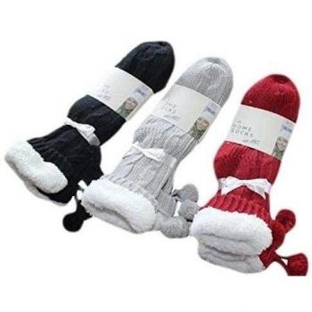 'Home Boots, Calcetín felpa interior con forro de peluche suave y antideslizante de Dots en la suela rojo 35-38
