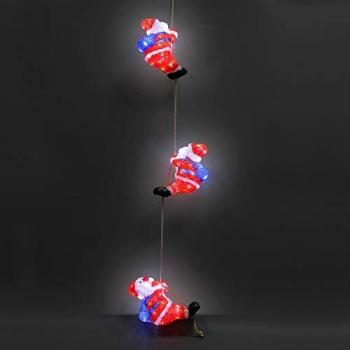 Figura Decorativa Navideña LED Acrílica Trio de Papá Noel 30x13x12,5cm
