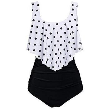 Aidotop Bañador para Mujer Top con Volantes Cintura Alta Traje de baño Trajes de baño de Dos Piezas Bikini Sets