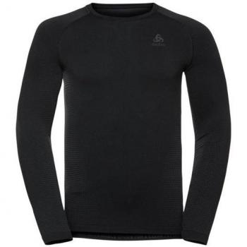 ODLO Men's Bl Top Crew Neck L/S Performance Warm Eco T shirt, Black - New Odlo Graphite Grey, M UK