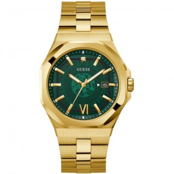 Reloj de hombre Guess Emperor GW0573G2 de acero y correa dorada, color verde
