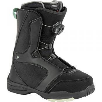 Nitro Flora Boa Botas de Snowboard para Mujer, características: sistema de cierre Boa, diseño Black-Mint, flexibilidad media, forro cálido y cómodo, suela duradera y tracción optimizada