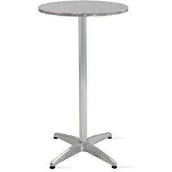 Mesa de bar redonda de aluminio gris OVIALA