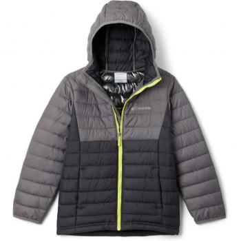 Columbia - Plumífero de niños Powder Lite™ Gris con capucha