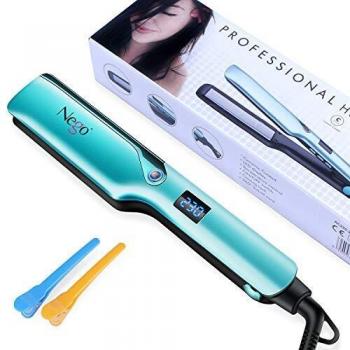 Nego Plancha de Pelo Profesional, Plancha y Rizador 2 en 1 Modelador Multifunción con Revestimiento de Cerámica Alisadora y Rizadora Adecuada Pantalla digital LEDajustable de 130 ℃ a 230 ℃