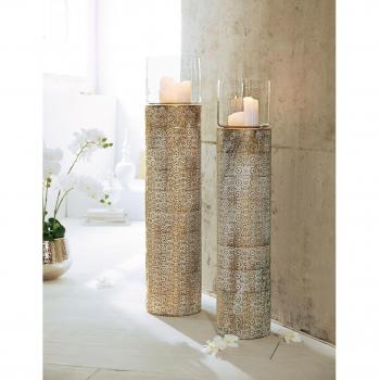 Pureday Farol portavelas Oriental con Ornamentos Metal Vidrio Oro 113 cm de Altura
