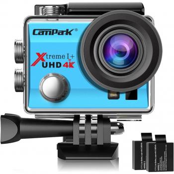 Campark Cámara Deportiva 4k Wifi Ultra HD Resistente al agua Cámara de Acción Deportiva Temporizador y Grabación en Cámara Lenta Cámara de Casco Amplio Ángulo de Visión 170 Videocámara-Azul