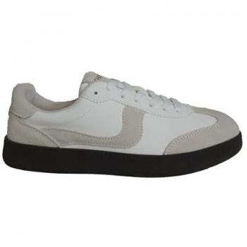 Zapatillas Deportivas Chika10 Nikita 02 para Mujer con Puntera Redonda, Cierre de Cordones y Suela Negra, Color Beige