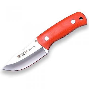 Cuchillo Desollador Erizo TS1 Joker CN81-F con Hoja de 7,5 cm, Mango Micarta Naranja y Funda Kydex con Pedernal para Pesca, Caza, Camping y Senderismo