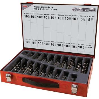 Ruko 214200 Juego de 170 brocas HSS rectificadas en caja metálica, Negro