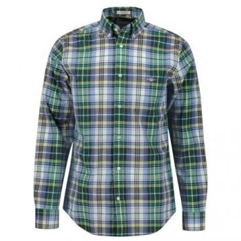 Camisa de Hombre Gant Regular Fit en Algodón con Estampado Tartán Verde Bosque
