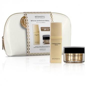 Atashi L’ESSENZA Eterna - Estuche de Sérum Antiedad y Crema Hidratante con Neceser 3 pz