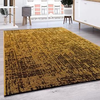 Alfombra Moderna Lisa Color Pastel con Flecos 80x150 cm, Amarillo - Paco Home