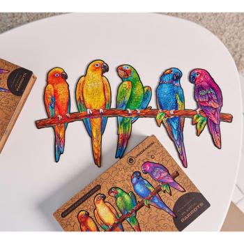 Rompecabezas de Madera UNIDRAGON Playful Parrots 193 Piezas 44x25 cm