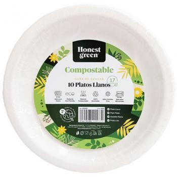 Plato Postre Compostable 17cm - Paquete de 10 Unidades