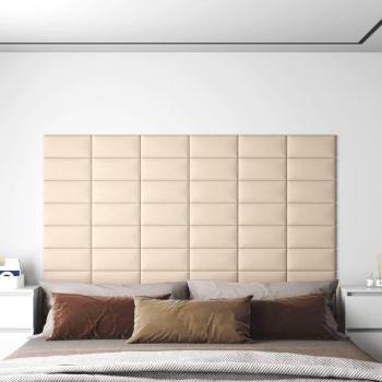 Paneles de pared vidaXL 12 uds tela color crema 30x15 cm 0,54 m²