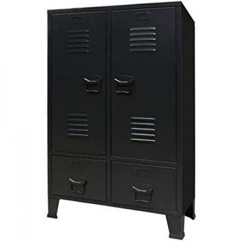 vidaXL Armario 67x35x107 cm Negro Metálico Estilo Industrial Almacenaje Orden