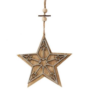 Colgante Estrella de Madera de 12 cms