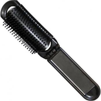 Eurostil Cepillo de Pelo Plegable con Espejo Negro 1 unidad