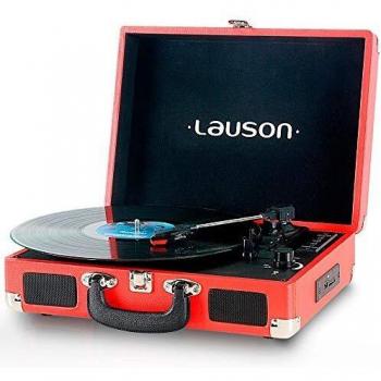 Lauson XXVT3 Tocadiscos Maletín, Bluetooth, USB, Salida RCA, Función Encoding 3 Velocidades Color Rojo