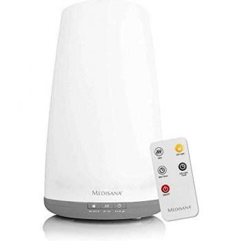 Medisana AH 670 Humidificador ultrasónico con compartimento de aromas y función de precalentamiento, nebulizador con mando a distancia para aire seco en el salón y el dormitorio, 1,8 litros