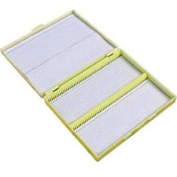 sourcing map 20cm x 16cm Beige Plastic Rectangular 100 Slides Microscope Box