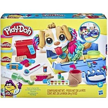 Play-Doh Care 'n Carry Vet Playset with Toy Dog, Carrier, 10 Tools, 5 Colours