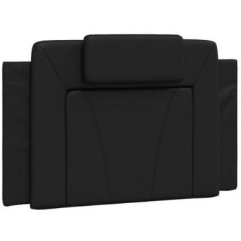 Cabecero de cama acolchado cuero sintético negro 90 cm